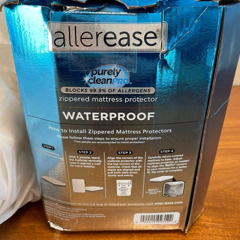 NEW AllerEase Waterproof FULL Polyester Zip Allergy Mattress Protector, Warranty